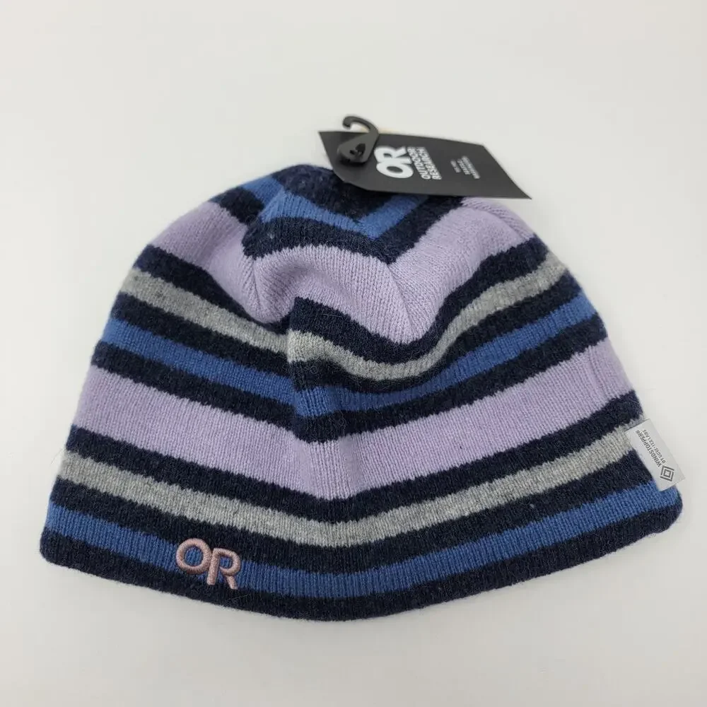 Outdoor Research Beanie Spitsbergen Windstopper Lambswool Knit Stripe Blue Gray